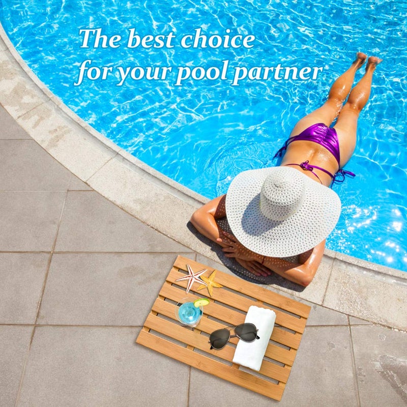Bamfan Bath Mat for Luxury Shower - Non-Slip Bamboo Sturdy Water Proof Bathroom Carpet for Indoor or Outdoor Use - Image 4